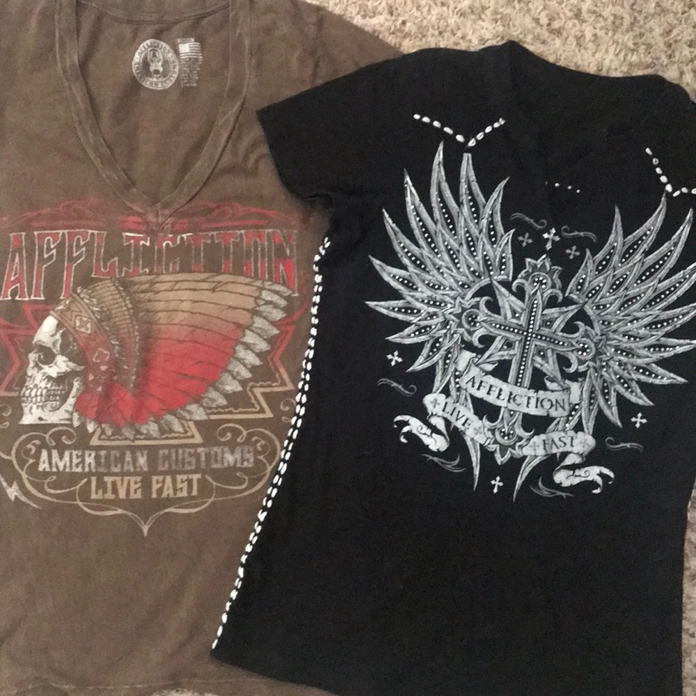 2 Affliction shirts